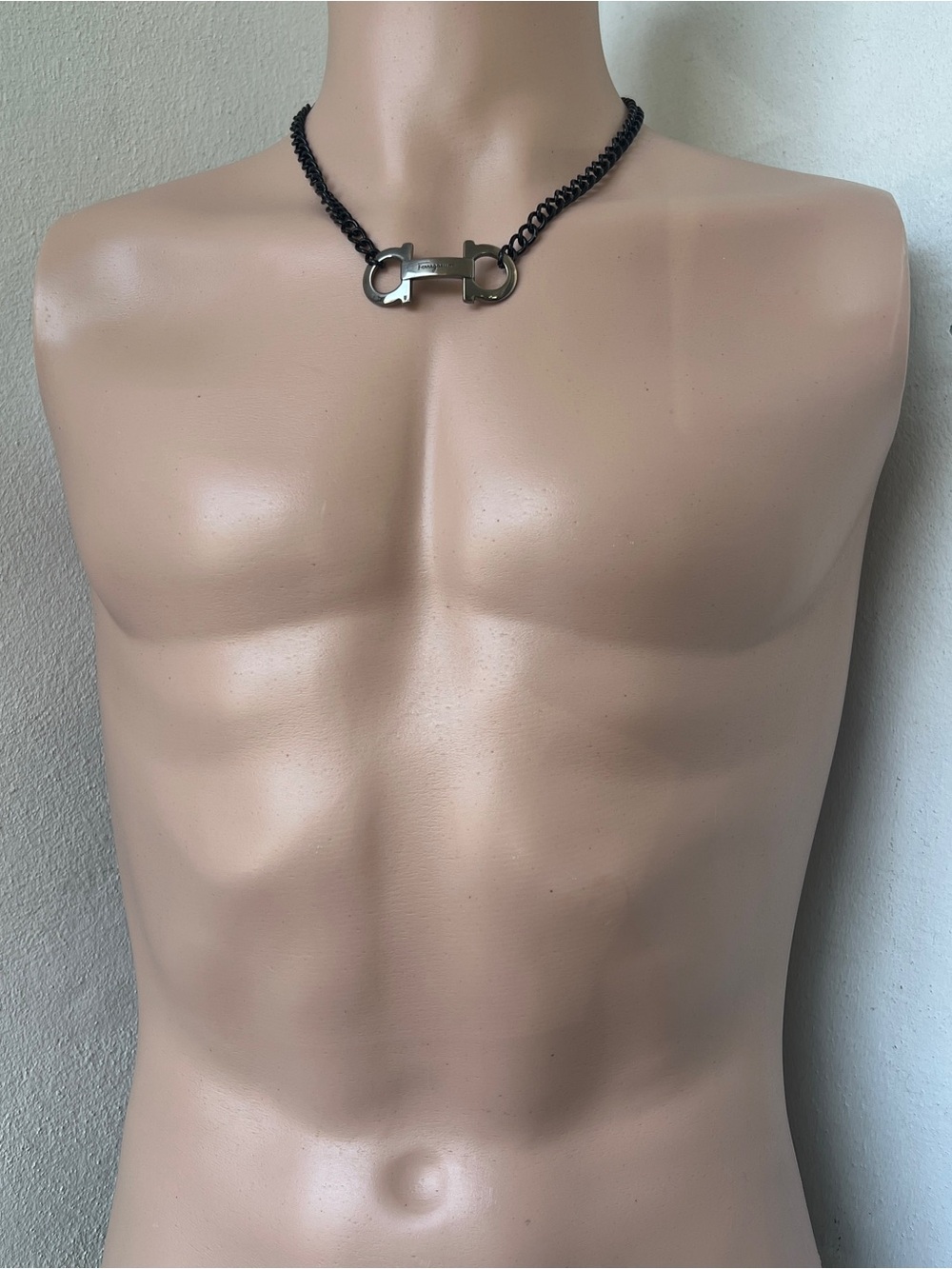 Men’s Ferragamo Gunmetal Black Stainless Chain Necklace 20” - Picture 11 of 11